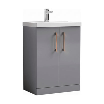 [BALARN2203AH019] Balterley Bramshall Modern Bathroom 2 Soft Close Door & Mid-Edge Vanity Unit Basin, Satin Grey, 600mm - Cutout
