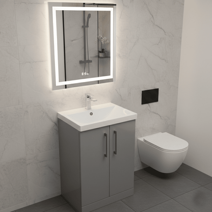 [BALARN2203AH019] Balterley Bramshall Modern Bathroom 2 Soft Close Door & Mid-Edge Vanity Unit Basin, Satin Grey, 600mm - Lifestyle 3