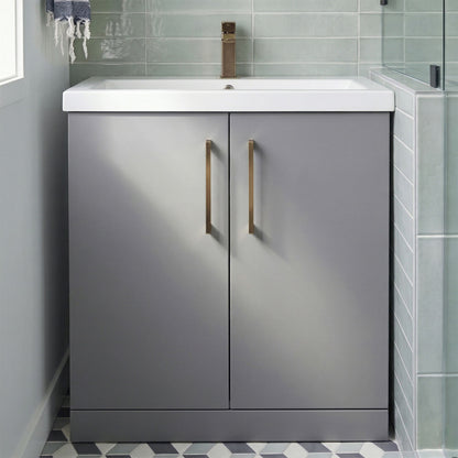 [BALARN2205AH1516] Bramshall Floor Standing 2 Door Vanity Basin Unit with Mid-Edge Basin, 800mm, Choice of Colour and Handle Finish - Silo