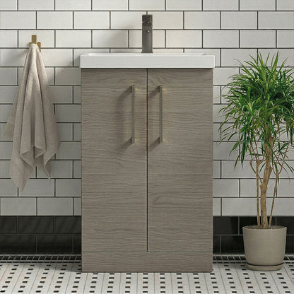 [BALARN2501AH716] Bramshall Floor Standing 2 Door Vanity Basin Unit with Mid-Edge Basin, 500mm, Choice of Colour and Handle Finish - Silo
