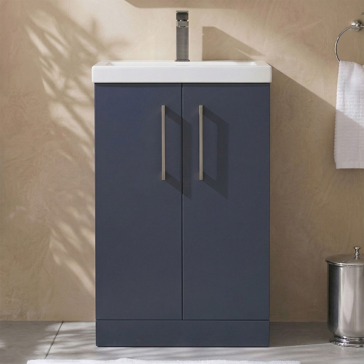 [BALARN2901AH716] Bramshall Floor Standing 2 Door Vanity Basin Unit with Mid-Edge Basin, 500mm, Choice of Colour and Handle Finish - Silo