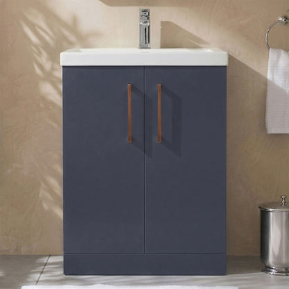 [BALARN2903AH019] Bramshall Floor Standing 2 Door Vanity Basin Unit with Mid-Edge Basin, 600mm, Choice of Colour and Handle Finish - Silo