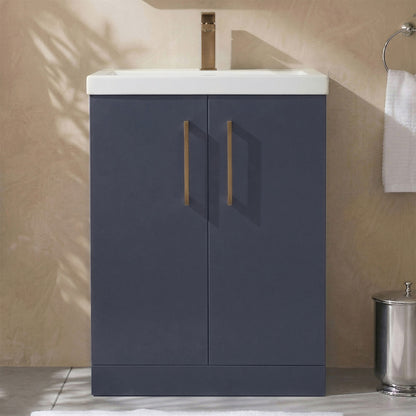 [BALARN2903AH1516] Bramshall Floor Standing 2 Door Vanity Basin Unit with Mid-Edge Basin, 600mm, Choice of Colour and Handle Finish - Silo