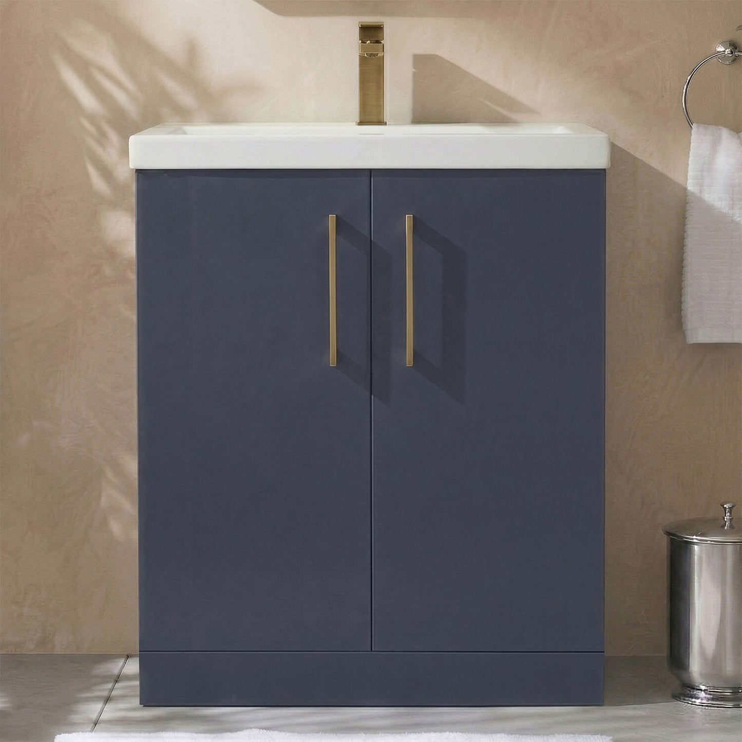 [BALARN2905AH017] Bramshall Floor Standing 2 Door Vanity Basin Unit with Mid-Edge Basin, 800mm, Choice of Colour and Handle Finish - Silo