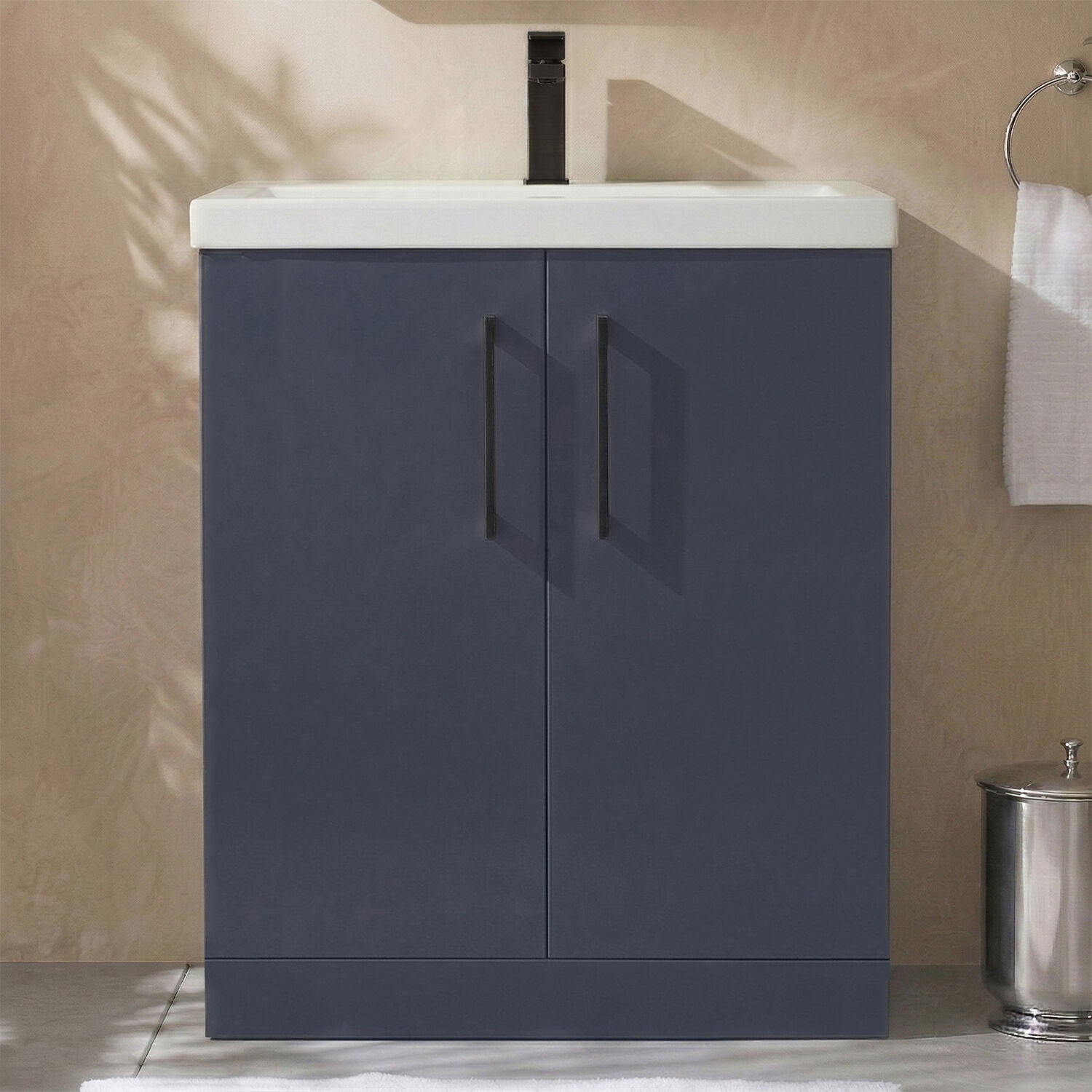 [BALARN2905AH018] Bramshall Floor Standing 2 Door Vanity Basin Unit with Mid-Edge Basin, 800mm, Choice of Colour and Handle Finish - Silo