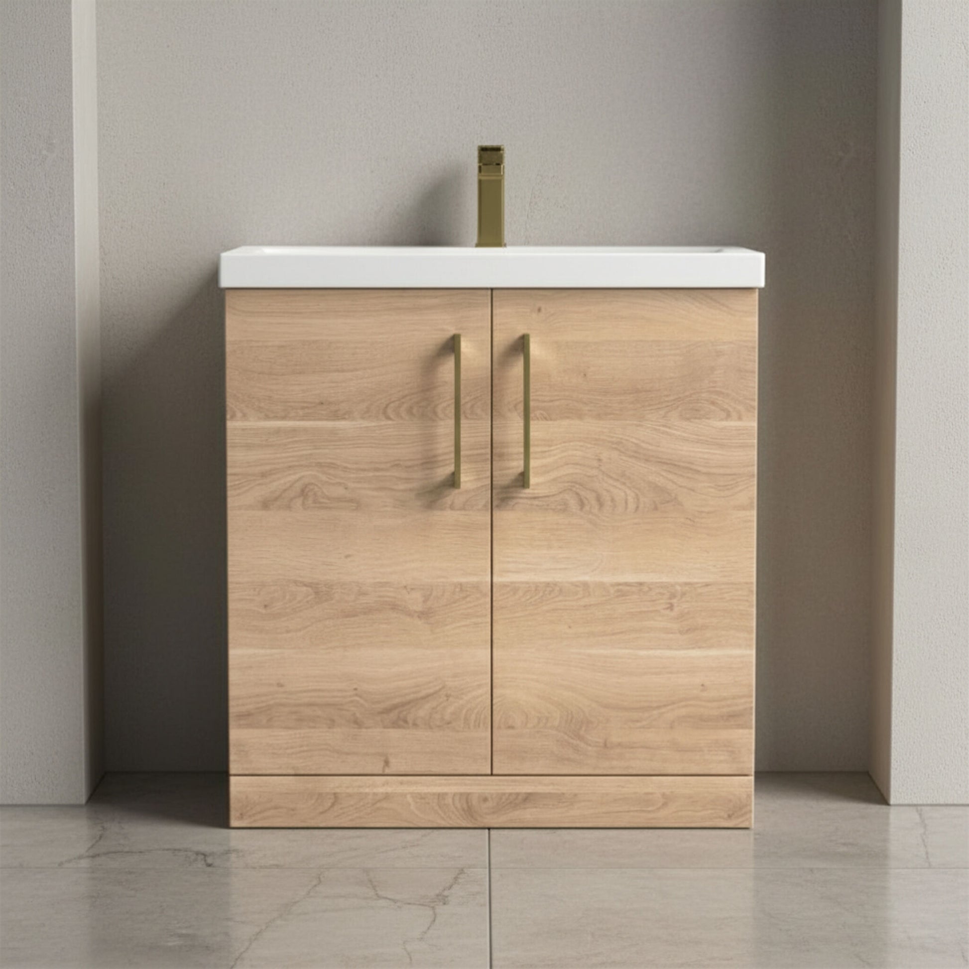 [BALARN3005AH017] Bramshall Floor Standing 2 Door Vanity Basin Unit with Mid-Edge Basin, 800mm, Choice of Colour and Handle Finish - Silo