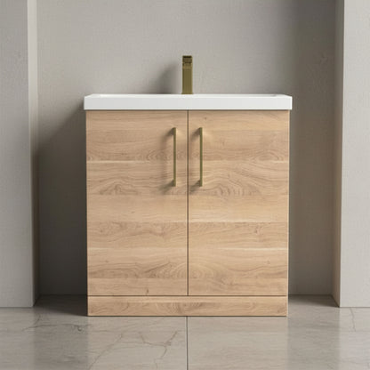 [BALARN3005AH017] Bramshall Floor Standing 2 Door Vanity Basin Unit with Mid-Edge Basin, 800mm, Choice of Colour and Handle Finish - Silo