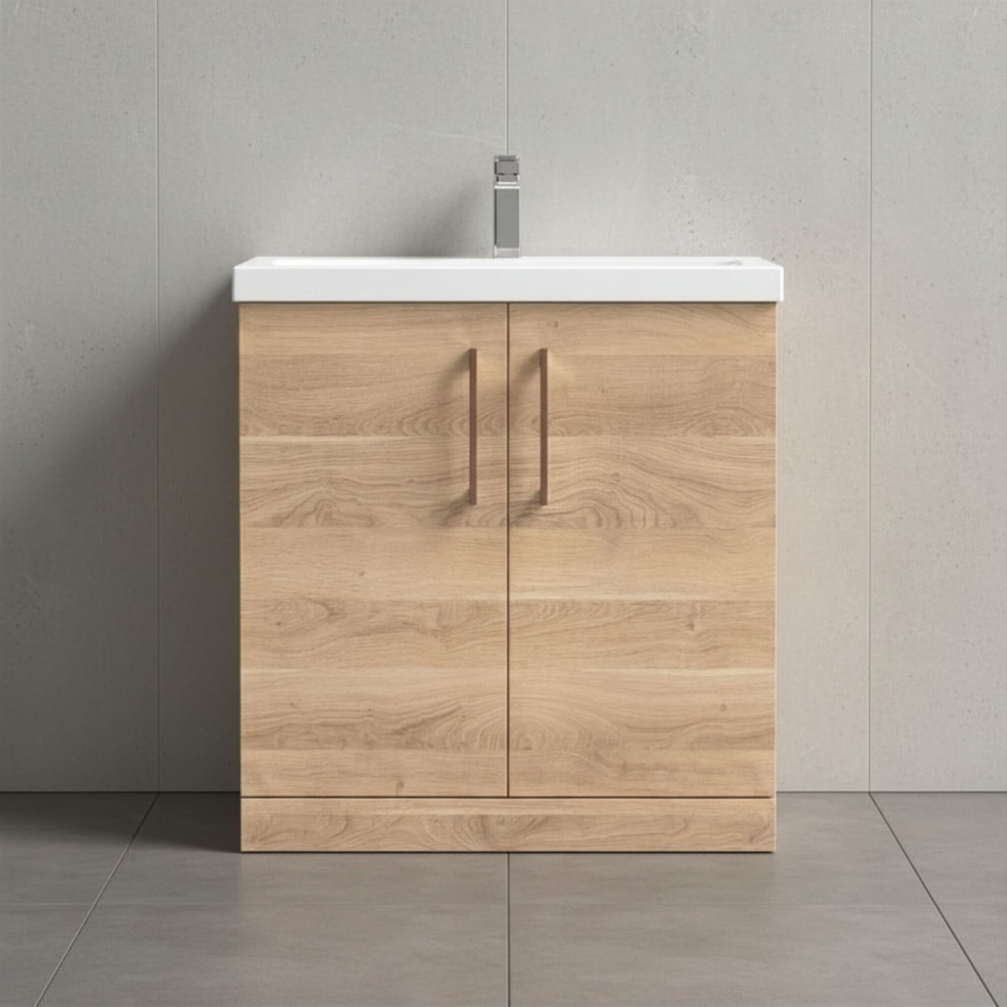 [BALARN3005AH019] Bramshall Floor Standing 2 Door Vanity Basin Unit with Mid-Edge Basin, 800mm, Choice of Colour and Handle Finish - Silo