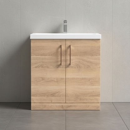 [BALARN3005AH019] Bramshall Floor Standing 2 Door Vanity Basin Unit with Mid-Edge Basin, 800mm, Choice of Colour and Handle Finish - Silo