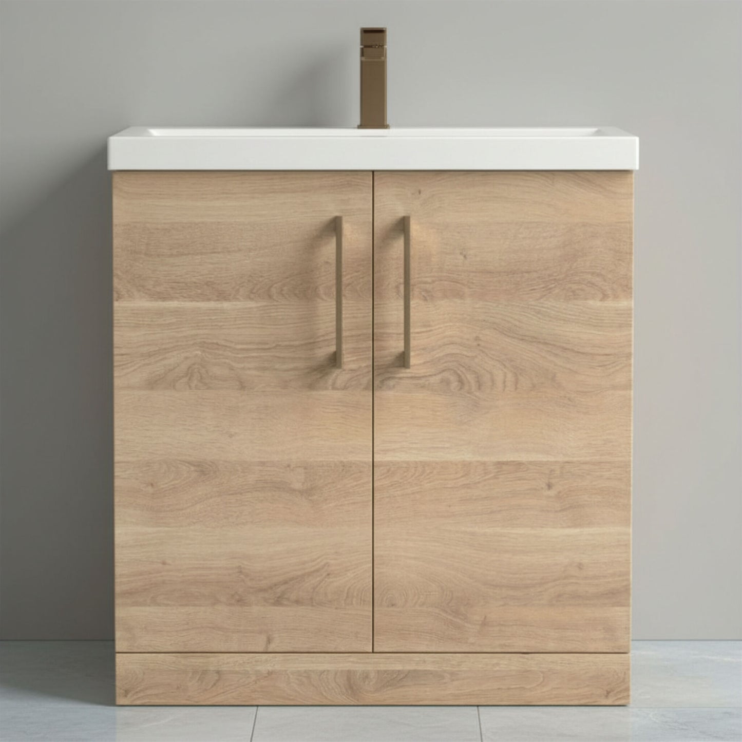 [BALARN3005AH1516] Bramshall Floor Standing 2 Door Vanity Basin Unit with Mid-Edge Basin, 800mm, Choice of Colour and Handle Finish - Silo