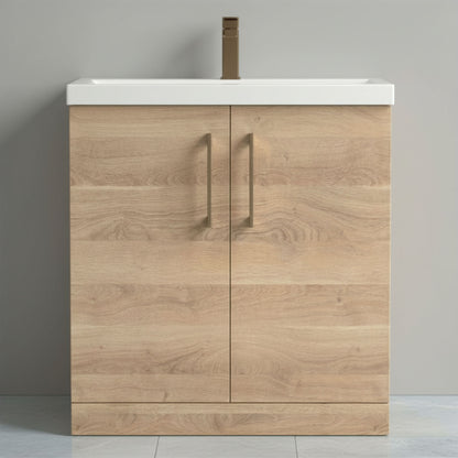 [BALARN3005AH1516] Bramshall Floor Standing 2 Door Vanity Basin Unit with Mid-Edge Basin, 800mm, Choice of Colour and Handle Finish - Silo