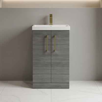 [BALARN501AH017] Bramshall Floor Standing 2 Door Vanity Basin Unit with Mid-Edge Basin, 500mm, Choice of Colour and Handle Finish - Silo