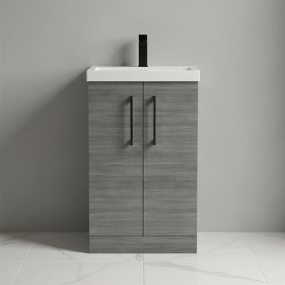 [BALARN501AH018] Bramshall Floor Standing 2 Door Vanity Basin Unit with Mid-Edge Basin, 500mm, Choice of Colour and Handle Finish - Silo