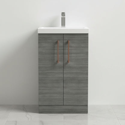 [BALARN501AH019] Bramshall Floor Standing 2 Door Vanity Basin Unit with Mid-Edge Basin, 500mm, Choice of Colour and Handle Finish - Silo