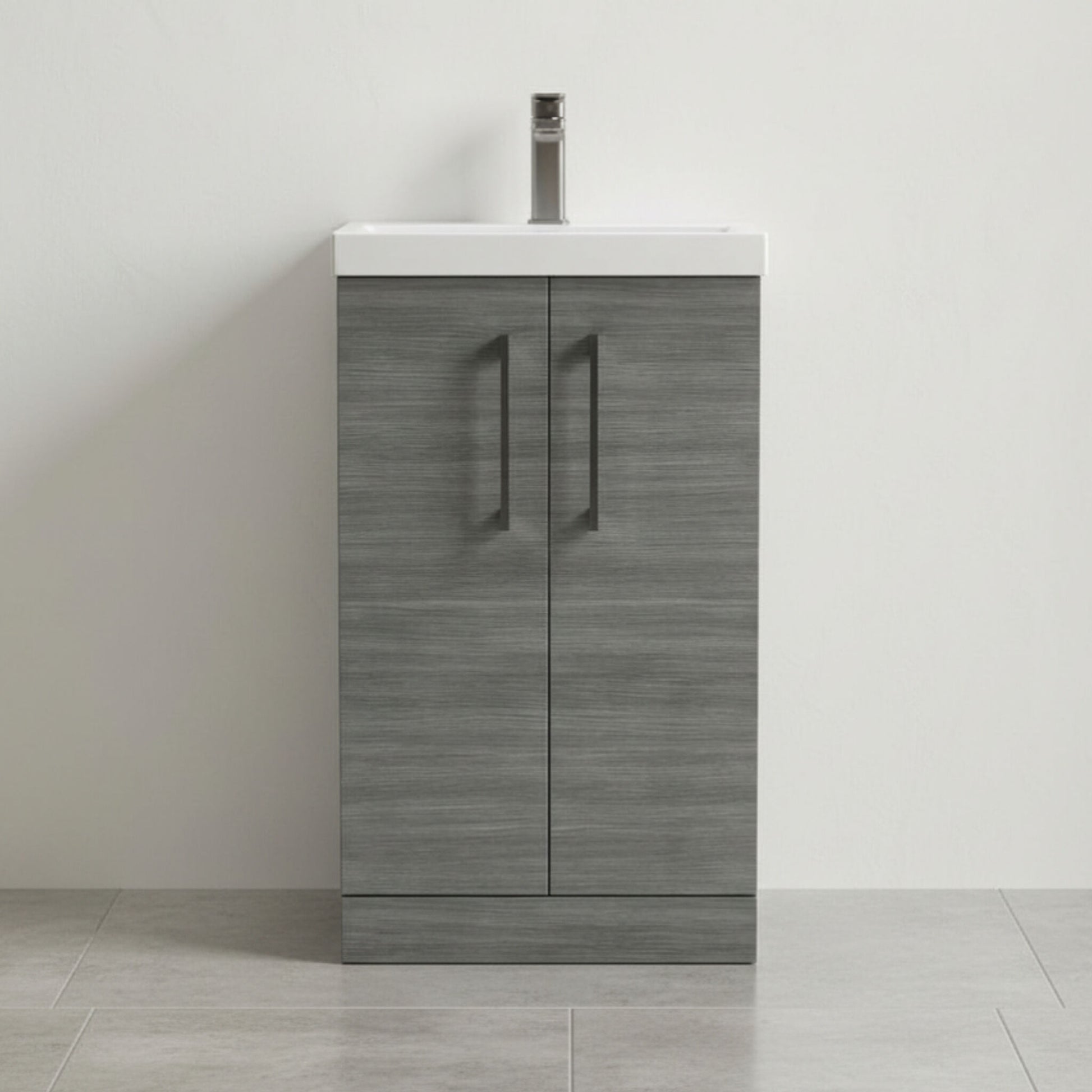 [BALARN501AH716] Bramshall Floor Standing 2 Door Vanity Basin Unit with Mid-Edge Basin, 500mm, Choice of Colour and Handle Finish - Silo