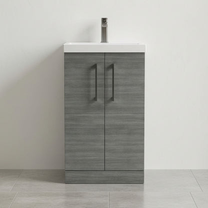 [BALARN501AH716] Bramshall Floor Standing 2 Door Vanity Basin Unit with Mid-Edge Basin, 500mm, Choice of Colour and Handle Finish - Silo