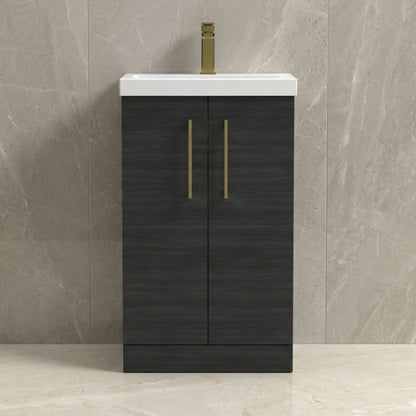 [BALARN601AH017] Bramshall Floor Standing 2 Door Vanity Basin Unit with Mid-Edge Basin, 500mm, Choice of Colour and Handle Finish - Silo