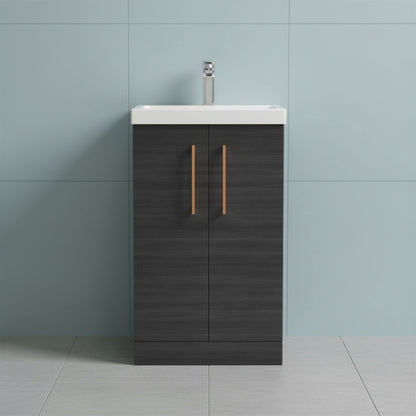 [BALARN601AH019] Bramshall Floor Standing 2 Door Vanity Basin Unit with Mid-Edge Basin, 500mm, Choice of Colour and Handle Finish - Silo