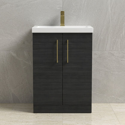 [BALARN603AH017] Bramshall Floor Standing 2 Door Vanity Basin Unit with Mid-Edge Basin, 600mm, Choice of Colour and Handle Finish - Silo