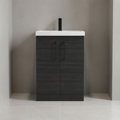 [BALARN603AH018] Bramshall Floor Standing 2 Door Vanity Basin Unit with Mid-Edge Basin, 600mm, Choice of Colour and Handle Finish - Silo