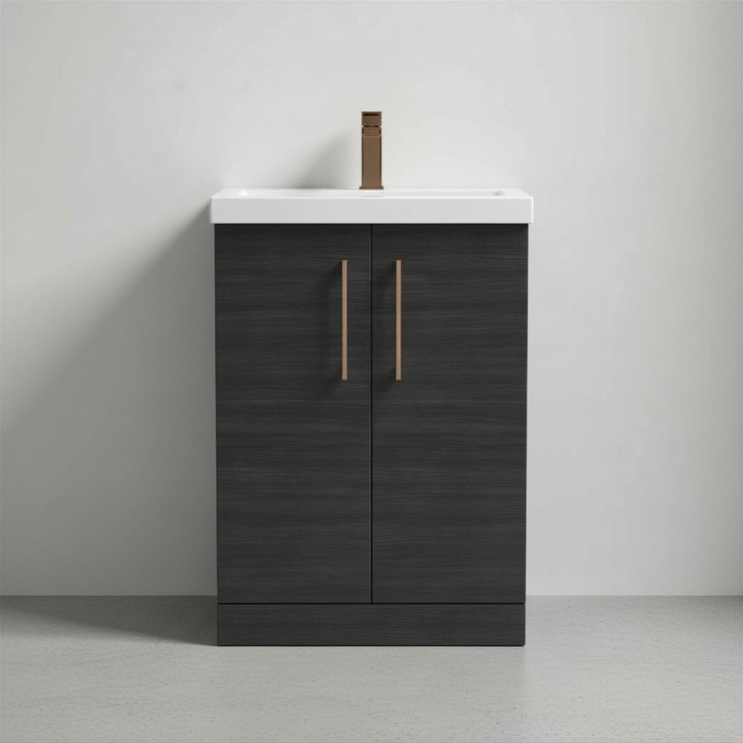 [BALARN603AH1516] Bramshall Floor Standing 2 Door Vanity Basin Unit with Mid-Edge Basin, 600mm, Choice of Colour and Handle Finish - Silo