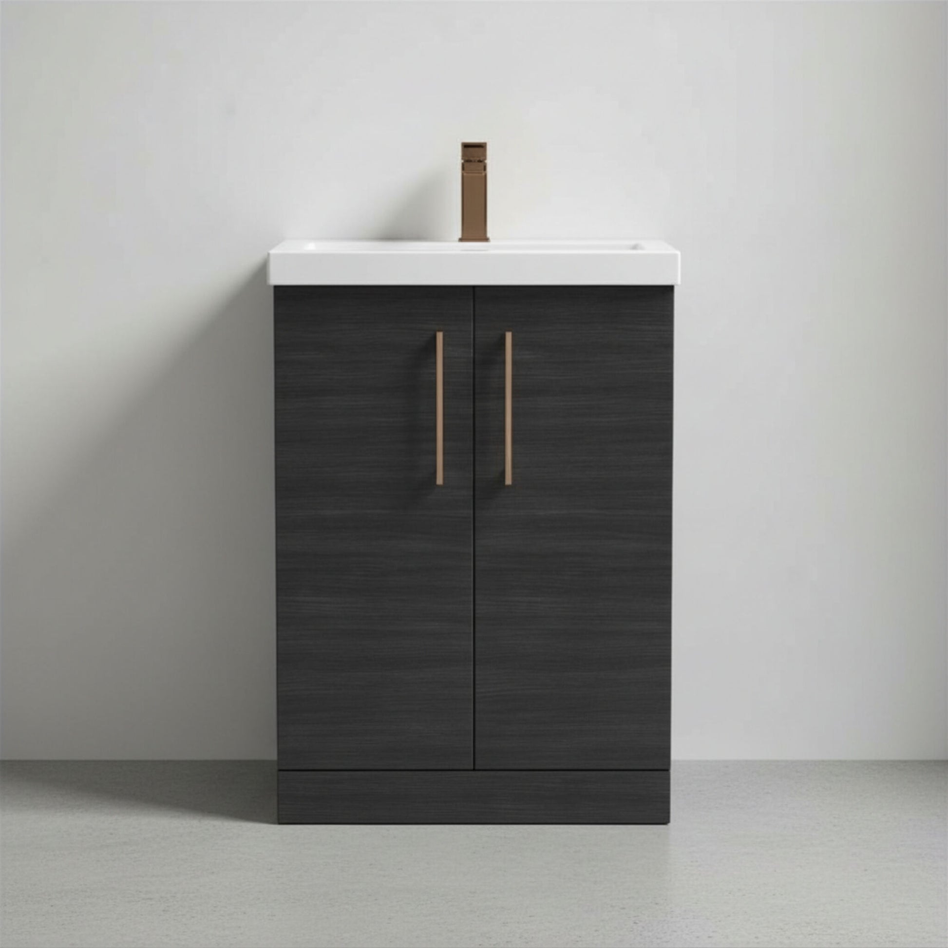 [BALARN603AH1516] Bramshall Floor Standing 2 Door Vanity Basin Unit with Mid-Edge Basin, 600mm, Choice of Colour and Handle Finish - Silo