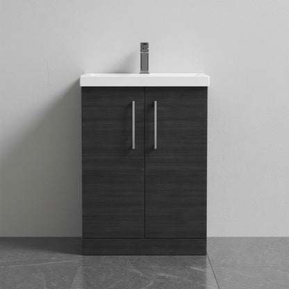 [BALARN603AH716] Bramshall Floor Standing 2 Door Vanity Basin Unit with Mid-Edge Basin, 600mm, Choice of Colour and Handle Finish - Silo