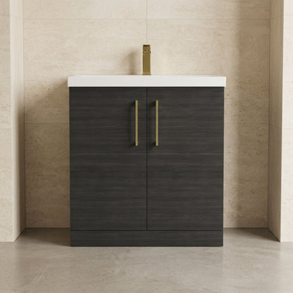 [BALARN605AH017] Bramshall Floor Standing 2 Door Vanity Basin Unit with Mid-Edge Basin, 800mm, Choice of Colour and Handle Finish - Silo
