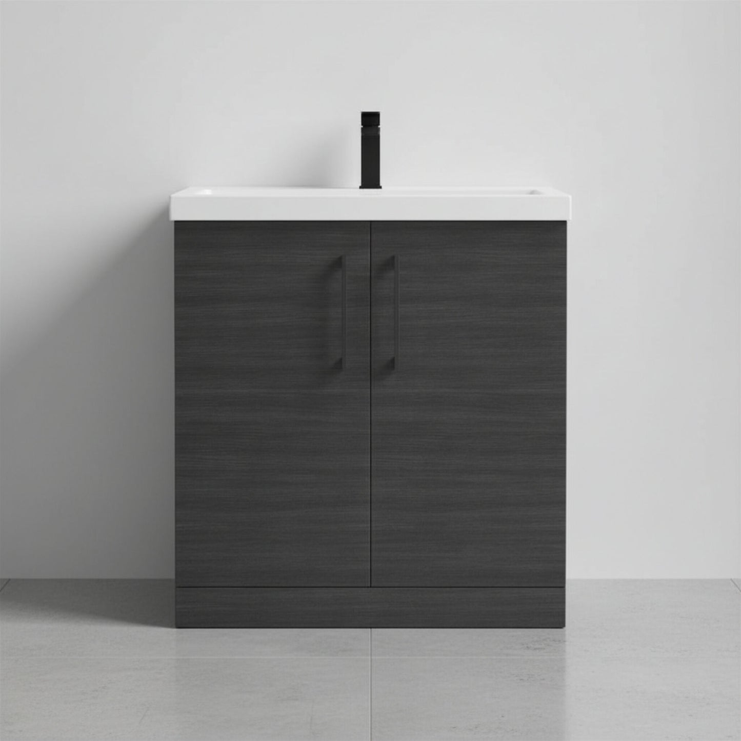 [BALARN605AH018] Bramshall Floor Standing 2 Door Vanity Basin Unit with Mid-Edge Basin, 800mm, Choice of Colour and Handle Finish - Silo