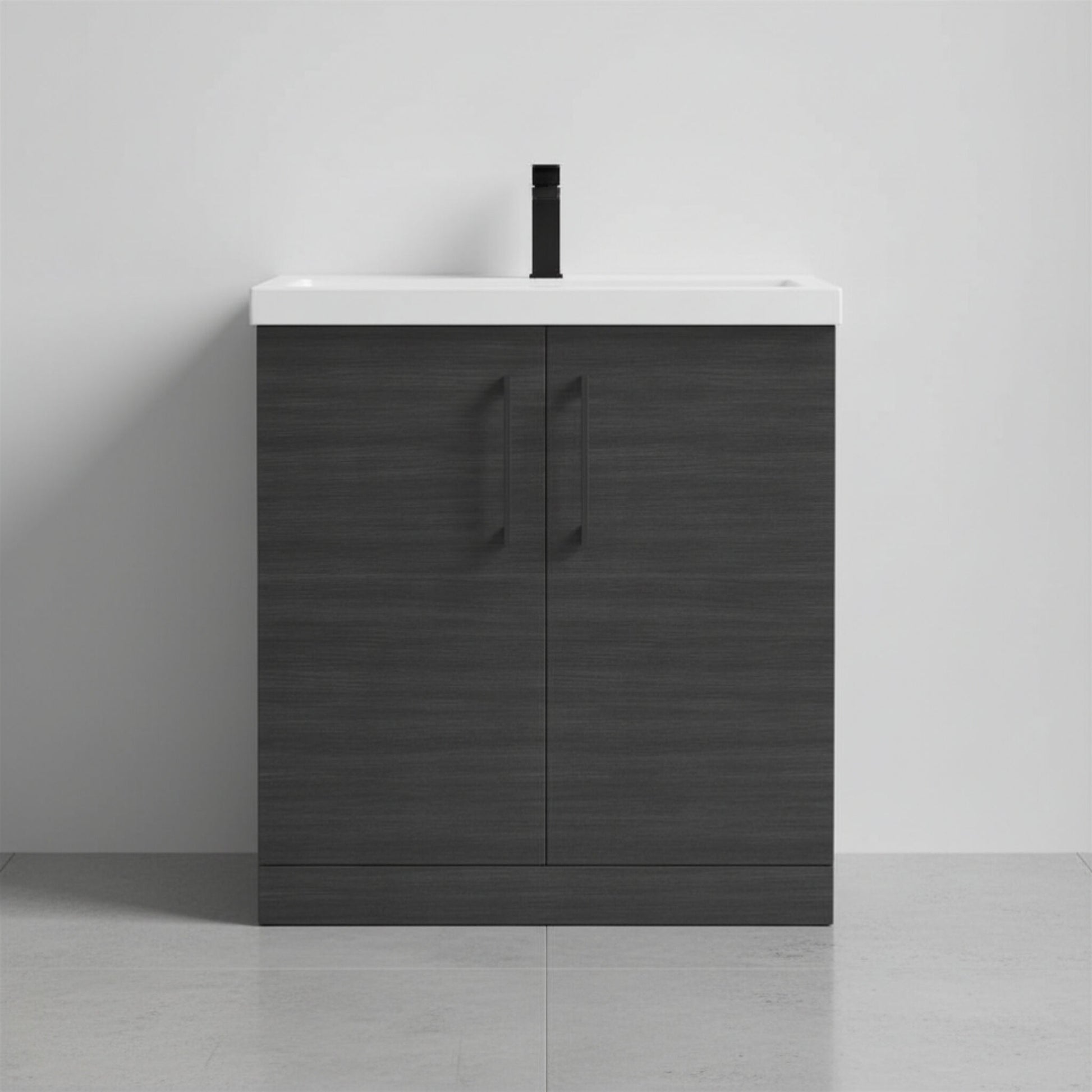 [BALARN605AH018] Bramshall Floor Standing 2 Door Vanity Basin Unit with Mid-Edge Basin, 800mm, Choice of Colour and Handle Finish - Silo