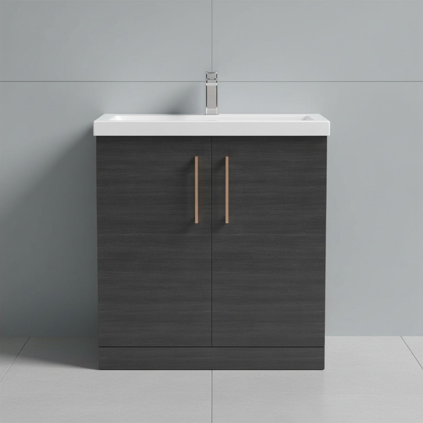 [BALARN605AH019] Bramshall Floor Standing 2 Door Vanity Basin Unit with Mid-Edge Basin, 800mm, Choice of Colour and Handle Finish - Silo