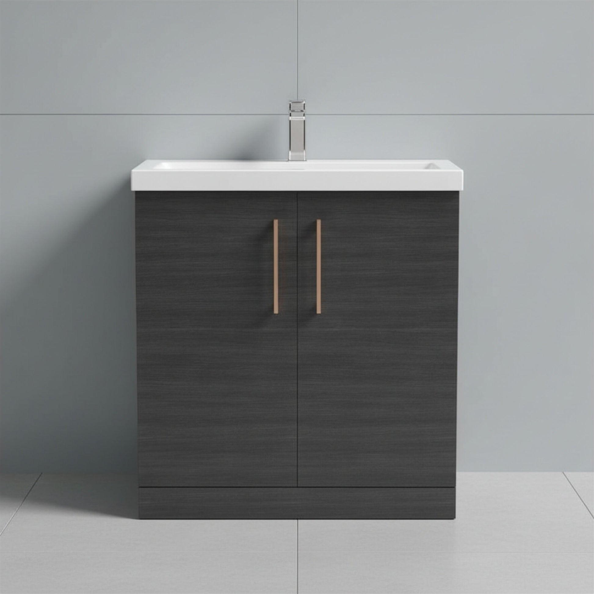 [BALARN605AH019] Bramshall Floor Standing 2 Door Vanity Basin Unit with Mid-Edge Basin, 800mm, Choice of Colour and Handle Finish - Silo
