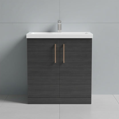 [BALARN605AH019] Bramshall Floor Standing 2 Door Vanity Basin Unit with Mid-Edge Basin, 800mm, Choice of Colour and Handle Finish - Silo