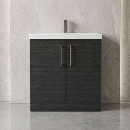 [BALARN605AH716] Bramshall Floor Standing 2 Door Vanity Basin Unit with Mid-Edge Basin, 800mm, Choice of Colour and Handle Finish - Silo