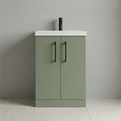 [BALARN801AH018] Bramshall Floor Standing 2 Door Vanity Basin Unit with Mid-Edge Basin, 500mm, Choice of Colour and Handle Finish - Silo