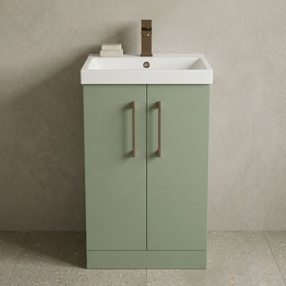 [BALARN801AH1516] Bramshall Floor Standing 2 Door Vanity Basin Unit with Mid-Edge Basin, 500mm, Choice of Colour and Handle Finish - Silo