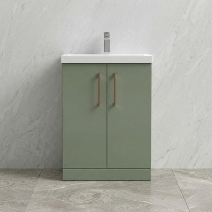 [BALARN803AH019] Bramshall Floor Standing 2 Door Vanity Basin Unit with Mid-Edge Basin, 600mm, Choice of Colour and Handle Finish - Silo