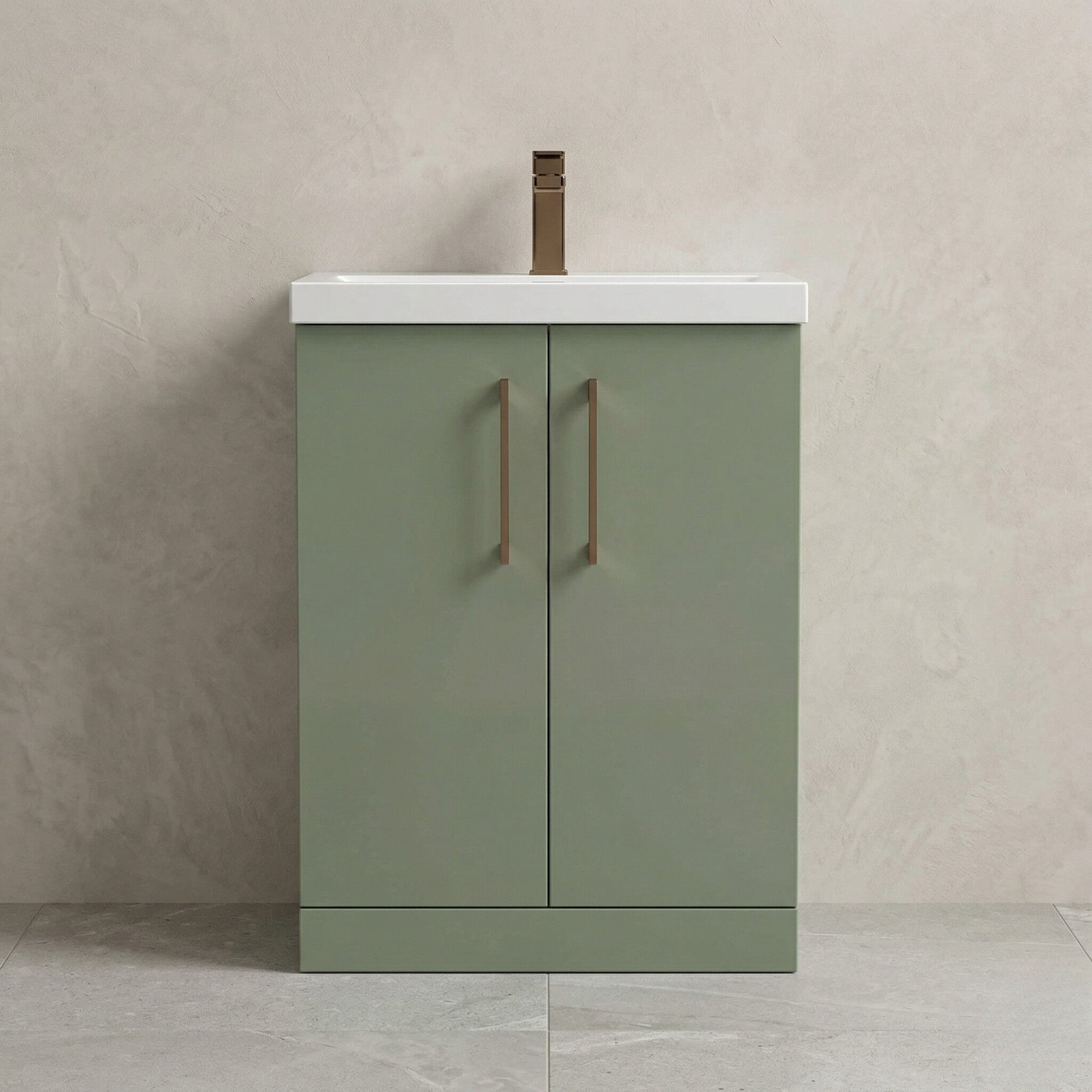 [BALARN803AH1516] Bramshall Floor Standing 2 Door Vanity Basin Unit with Mid-Edge Basin, 600mm, Choice of Colour and Handle Finish - Silo