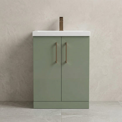 [BALARN803AH1516] Bramshall Floor Standing 2 Door Vanity Basin Unit with Mid-Edge Basin, 600mm, Choice of Colour and Handle Finish - Silo