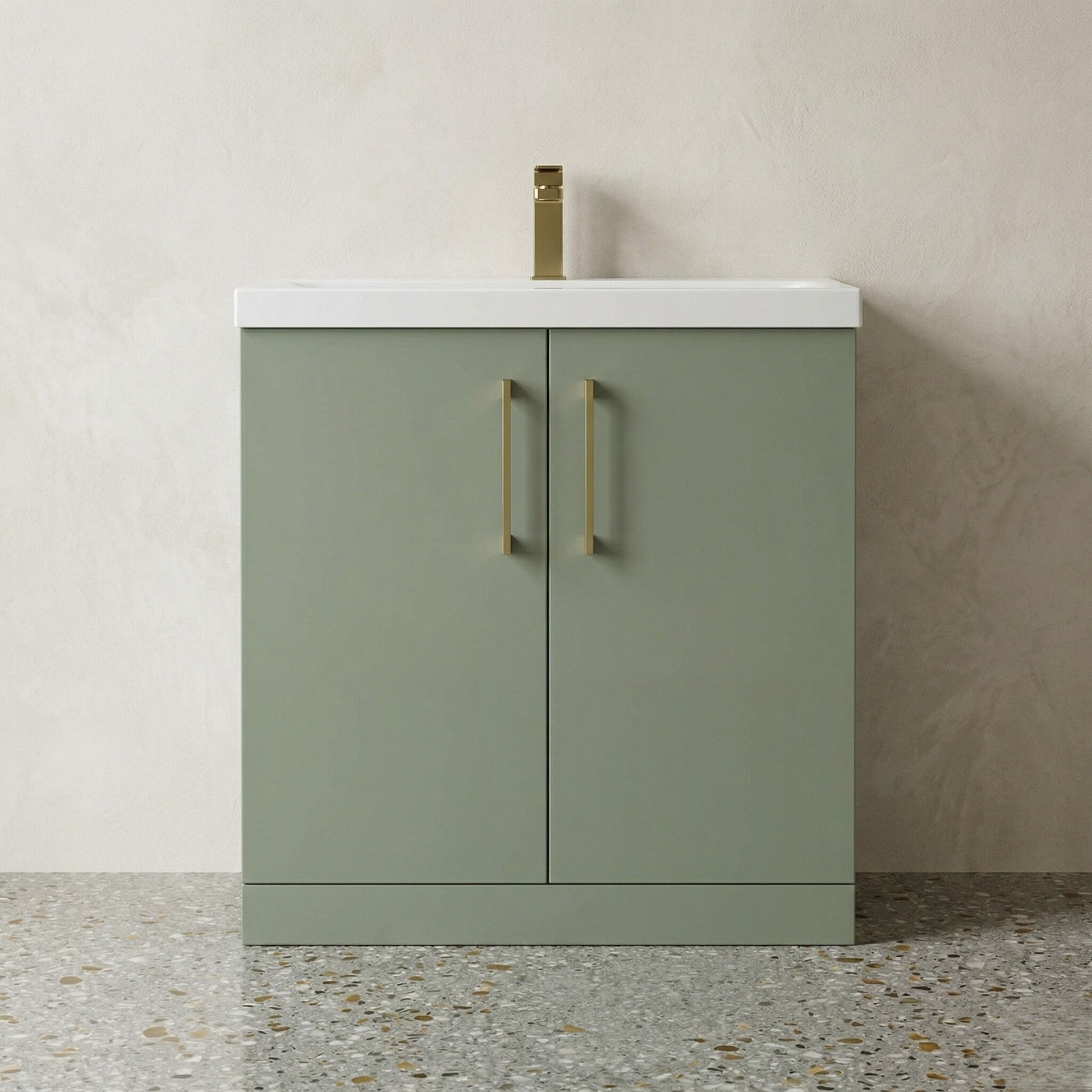 [BALARN805AH017] Bramshall Floor Standing 2 Door Vanity Basin Unit with Mid-Edge Basin, 800mm, Choice of Colour and Handle Finish - Silo