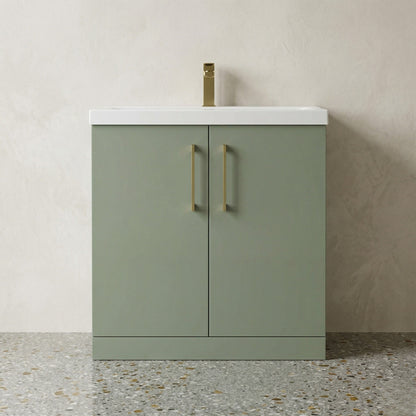 [BALARN805AH017] Bramshall Floor Standing 2 Door Vanity Basin Unit with Mid-Edge Basin, 800mm, Choice of Colour and Handle Finish - Silo