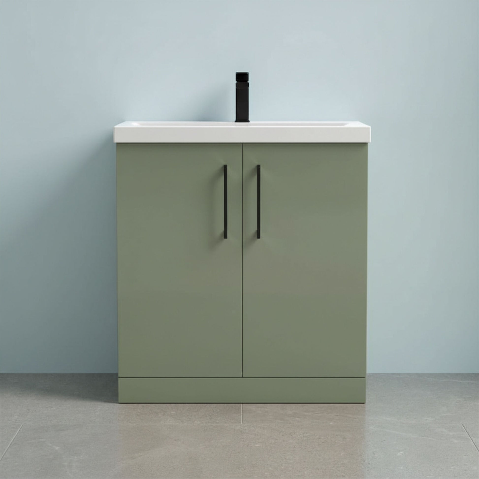 [BALARN805AH018] Bramshall Floor Standing 2 Door Vanity Basin Unit with Mid-Edge Basin, 800mm, Choice of Colour and Handle Finish - Silo