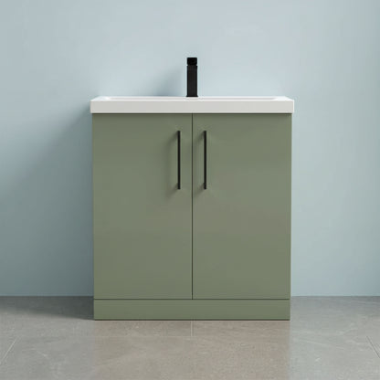 [BALARN805AH018] Bramshall Floor Standing 2 Door Vanity Basin Unit with Mid-Edge Basin, 800mm, Choice of Colour and Handle Finish - Silo
