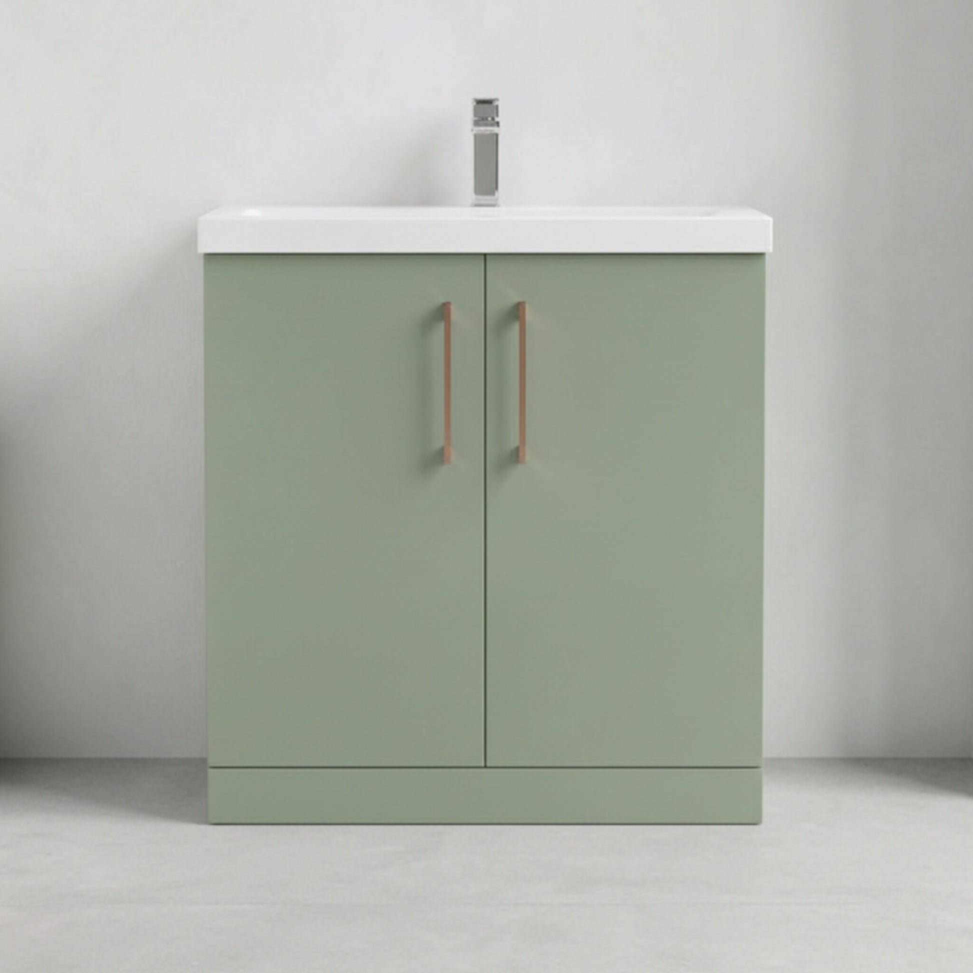 [BALARN805AH019] Bramshall Floor Standing 2 Door Vanity Basin Unit with Mid-Edge Basin, 800mm, Choice of Colour and Handle Finish - Silo