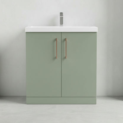 [BALARN805AH019] Bramshall Floor Standing 2 Door Vanity Basin Unit with Mid-Edge Basin, 800mm, Choice of Colour and Handle Finish - Silo