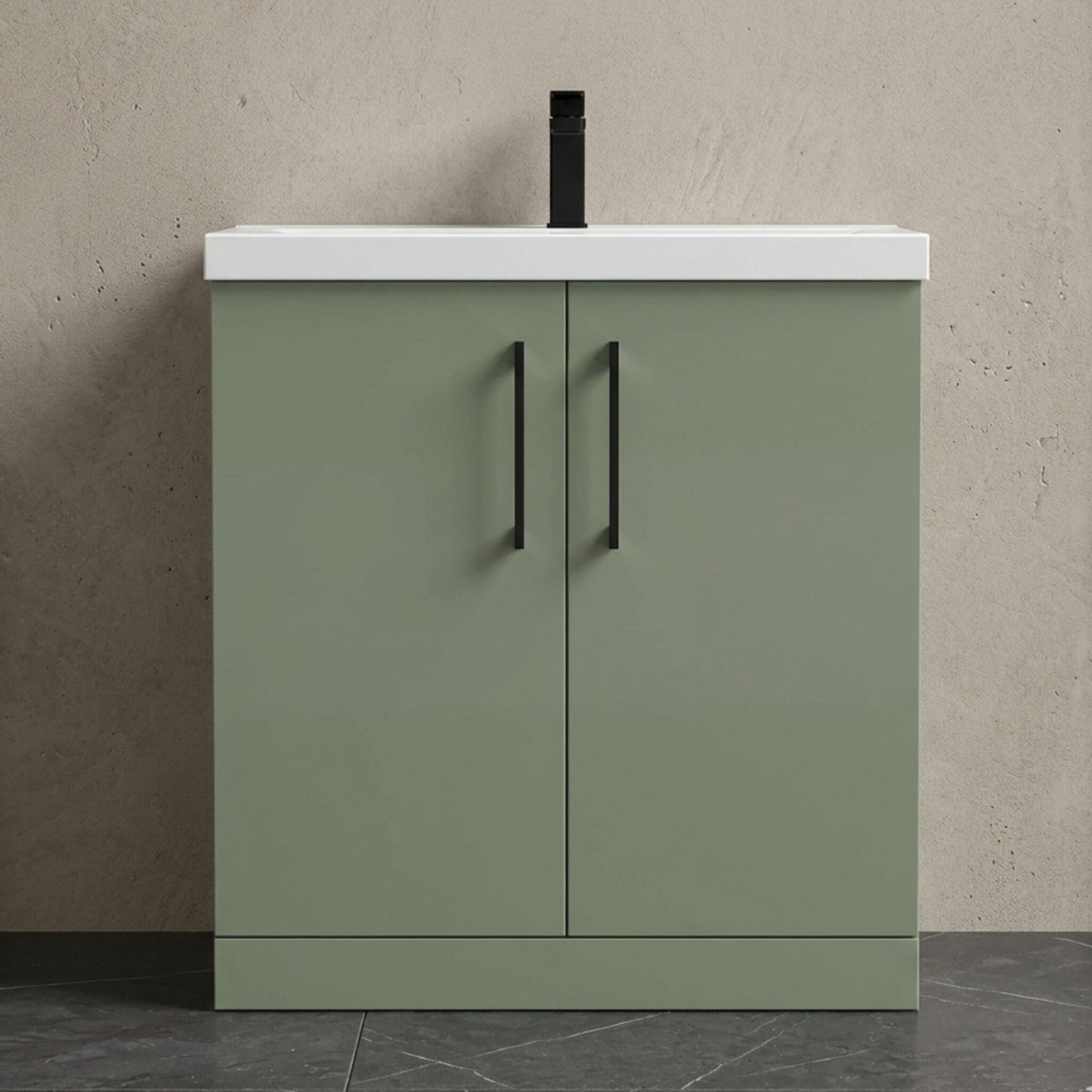 [BALARN805AH1516] Bramshall Floor Standing 2 Door Vanity Basin Unit with Mid-Edge Basin, 800mm, Choice of Colour and Handle Finish - Silo