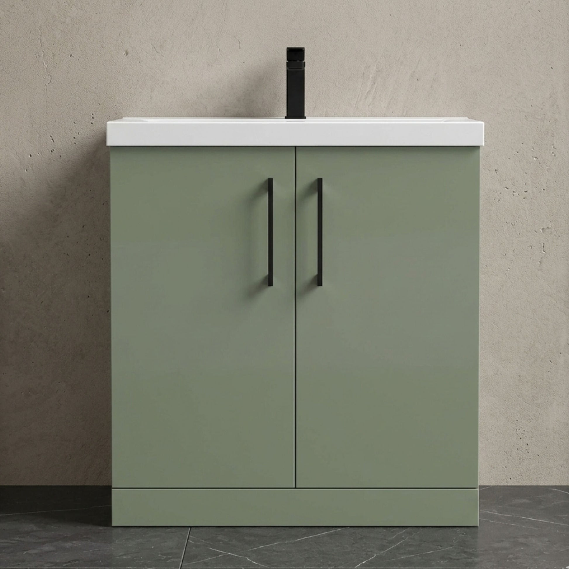 [BALARN805AH1516] Bramshall Floor Standing 2 Door Vanity Basin Unit with Mid-Edge Basin, 800mm, Choice of Colour and Handle Finish - Silo