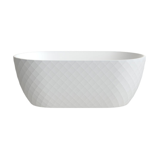 [BALNFB189] Balterley Textured Oval Freestanding Bath: 1500 x 750 x 590mm Double-Ended Acrylic Bath with Diamond Design - Cutout