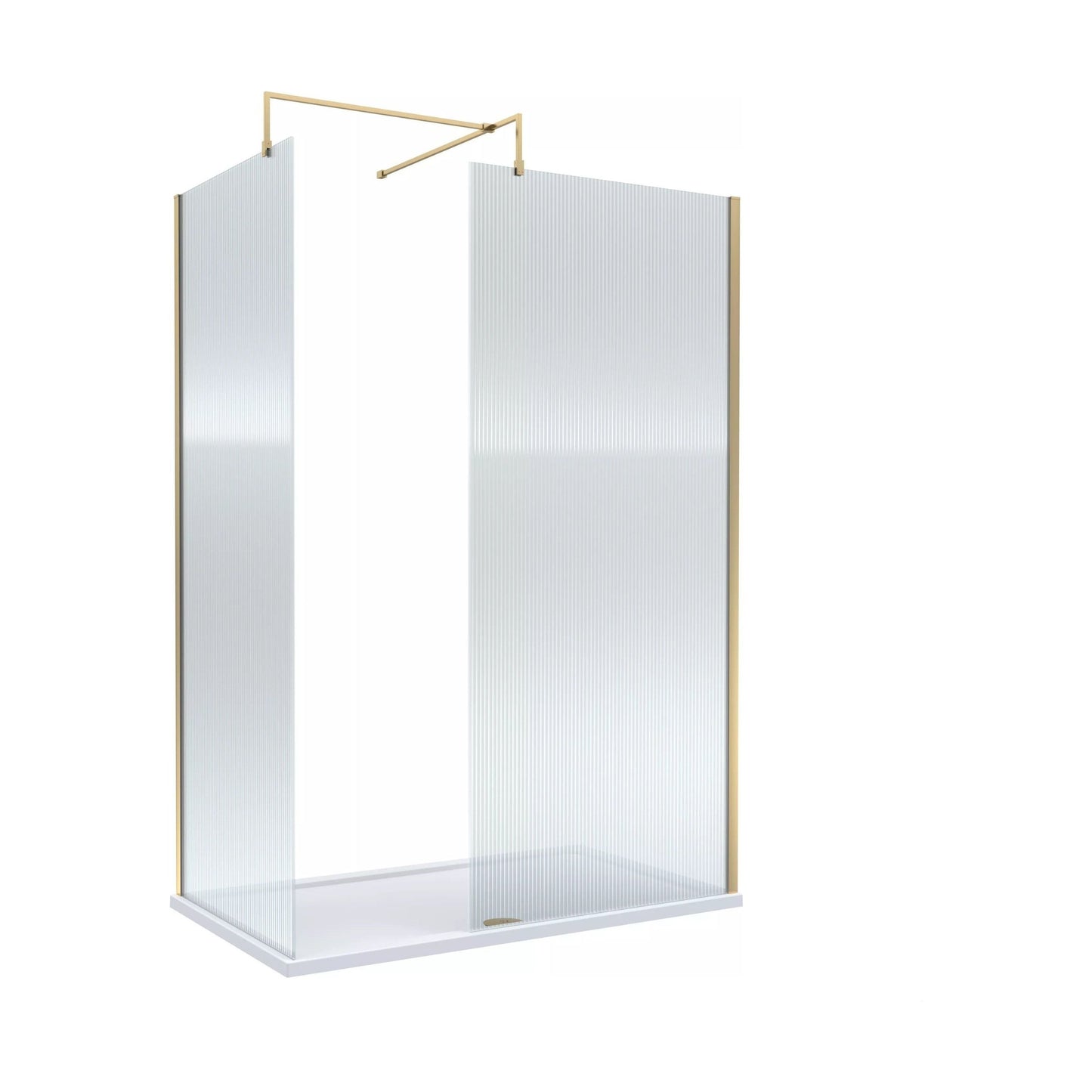 [BALW185023BB] Balterley 1400x800 Fluted Wetroom Screen, Tray & Waste - Cutout