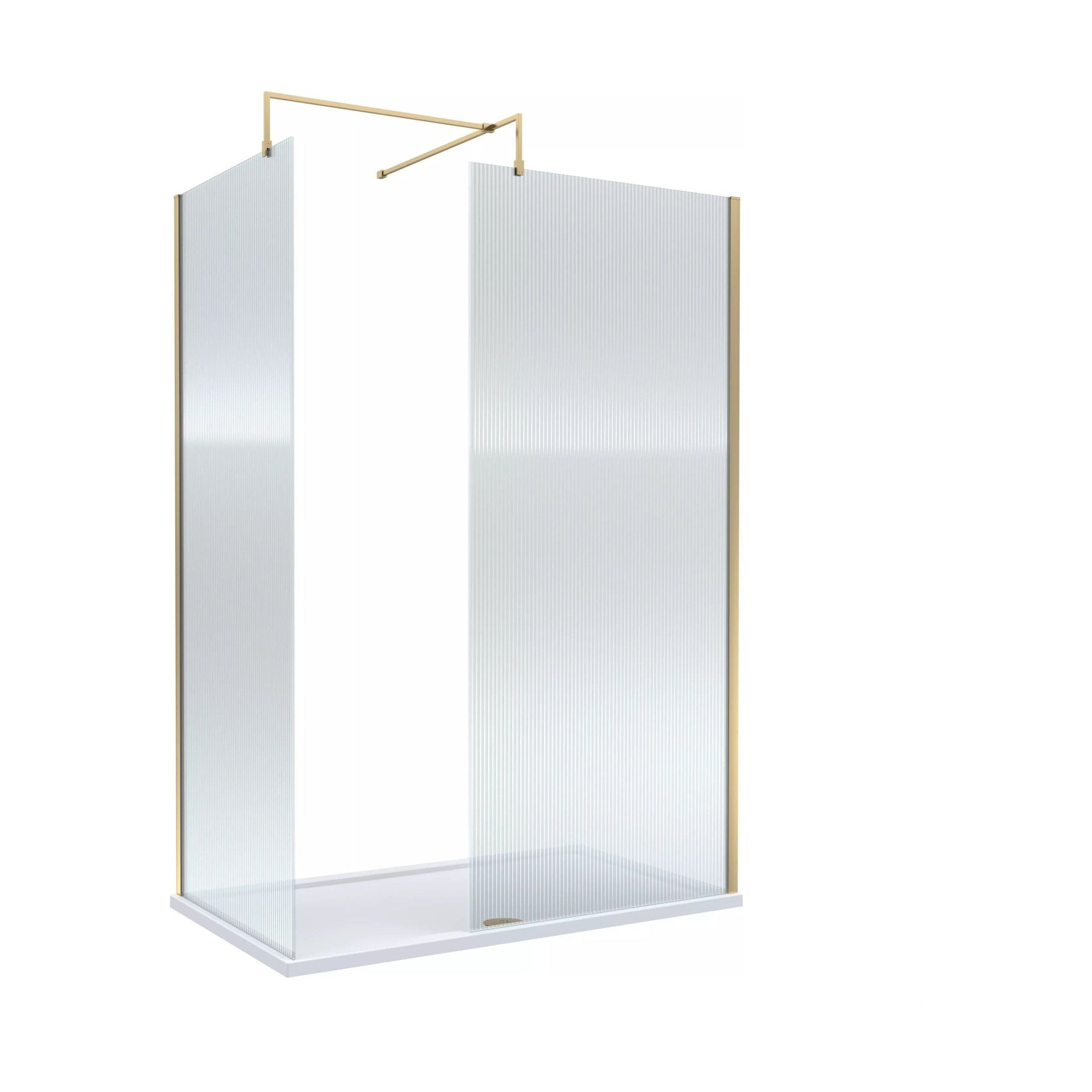 [BALW185023BB] Balterley 1400x800 Fluted Wetroom Screen, Tray & Waste - Cutout